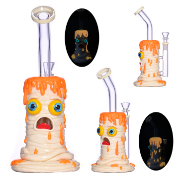 Glass Bubbler With Fixed Diffuser Downstem Water Pipe Bong,Glow In The Dark,Colored Polymer Clay Glass Water Pipe,3D Cute Bong