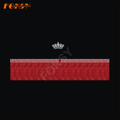Crown Tailless Cheer Bow Iron on Rhinestone Transfer