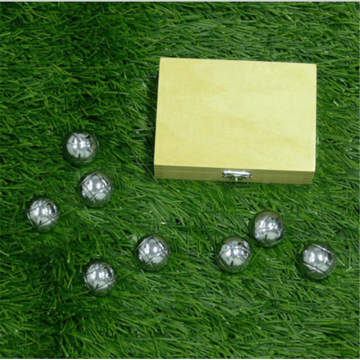 Chrome Bocce Ball Set in Wooden Box