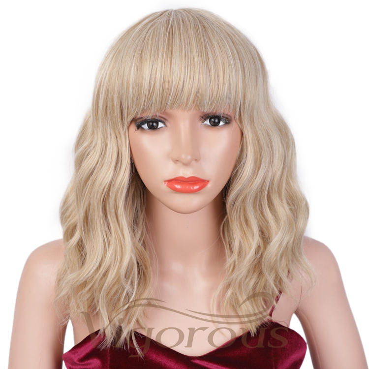 Heat Rrsistant Wholesale Suppliers Fiber Glueless Best Curly Wave Monofilament Color Machine Short Bob Synthetic Hair Wig