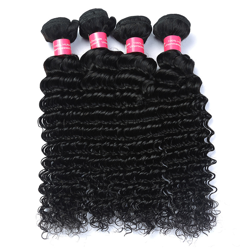 Human hair weft Double Drawn Virgin Hair Vendors Deep Wave Hair Bundles