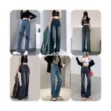 Women's Plus Size Distressed Wide Leg Jeans - Bufa High Street Paint Pant