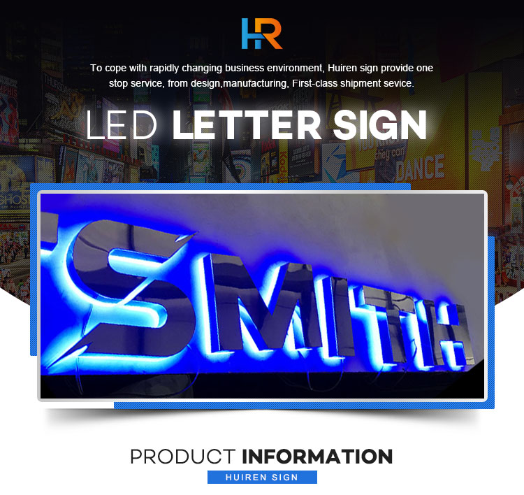 Custom 3d signs mirror finished stainless steel channel acrylic halo back lighting led letters sign