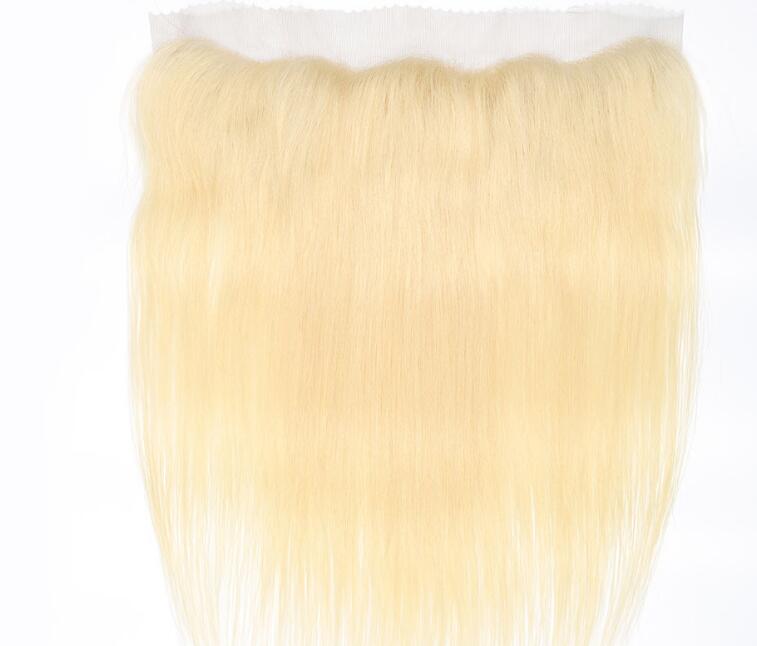 Hair European Wavy Natural Blonde 613 Soft Wholesale Cheap Silky Straight Style Wave 13*4  Hair Closure