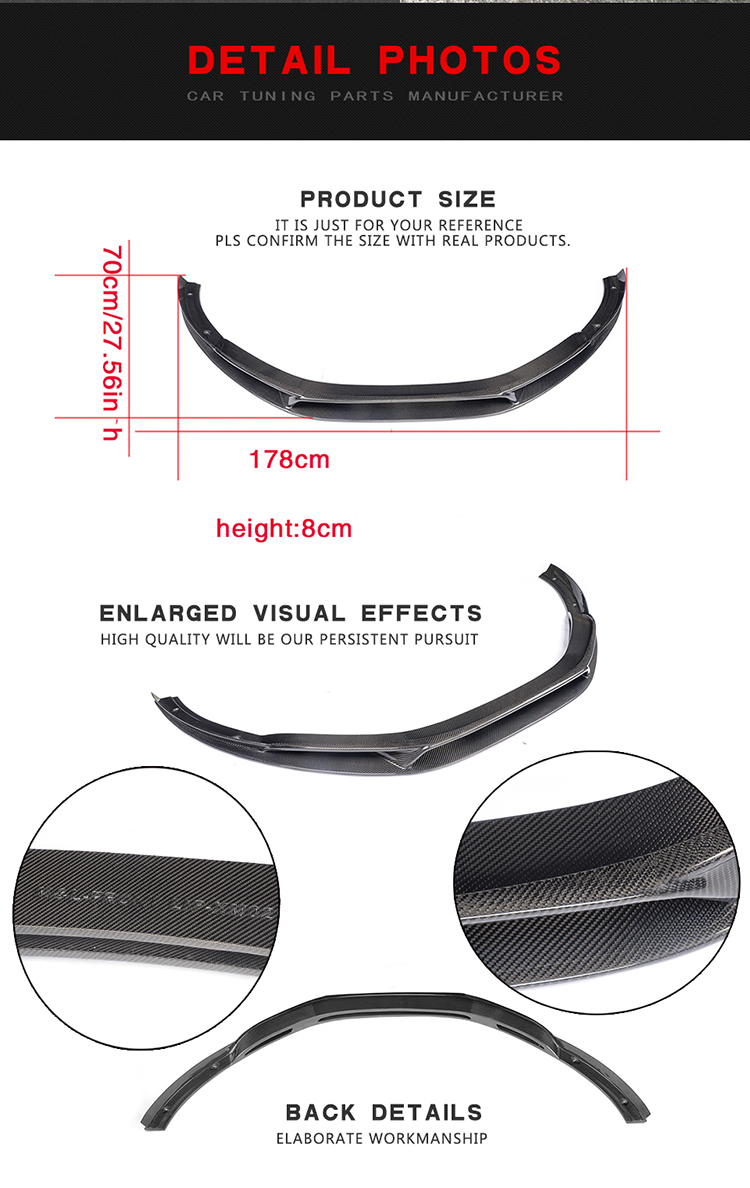 Carbon Fiber R8 Front Bumper Lip Skirt for Audi R8 V8 V10 GT Spyder Convertible 08-15
