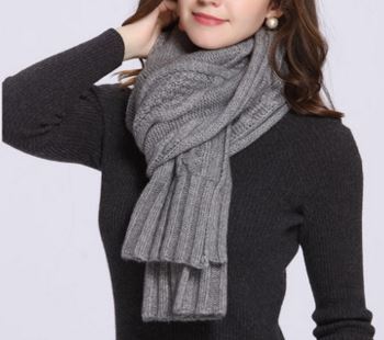 90% Wool 10% Cashmere Knitted Scarf