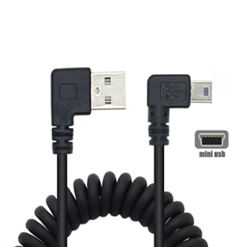 Right Angled Spiral Mini USB Cable