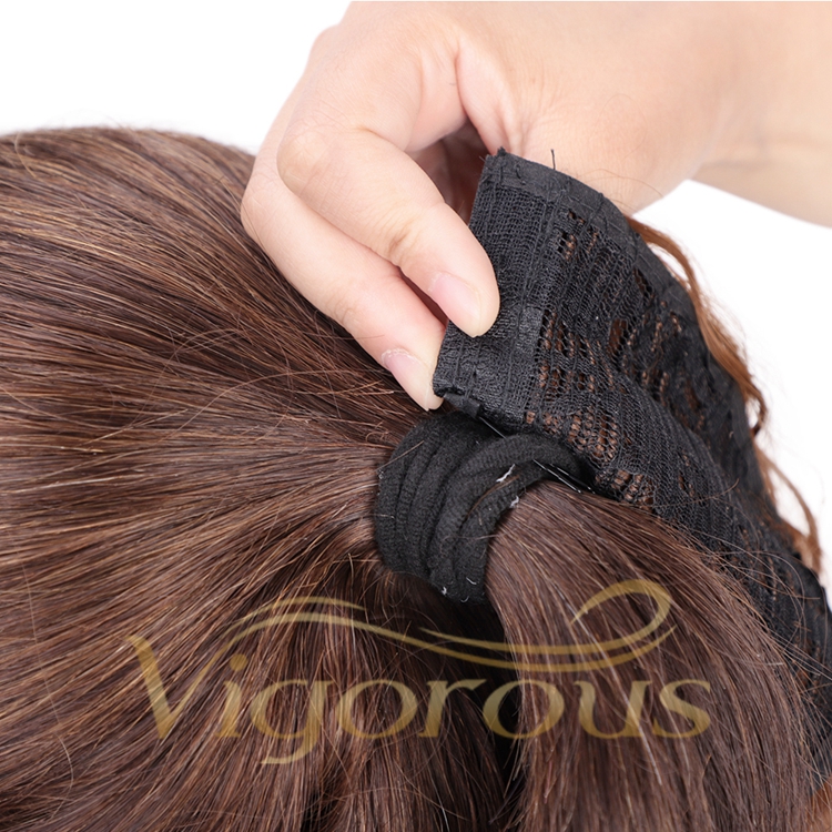 Vigorous Hot Selling High Quality Fiber Wrap Long Ponytail Curly Synthetic Hair Extensions Messy Braid Black