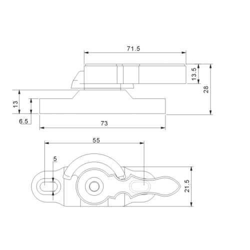 Serrure en croissant double face pour fenêtre coulissante