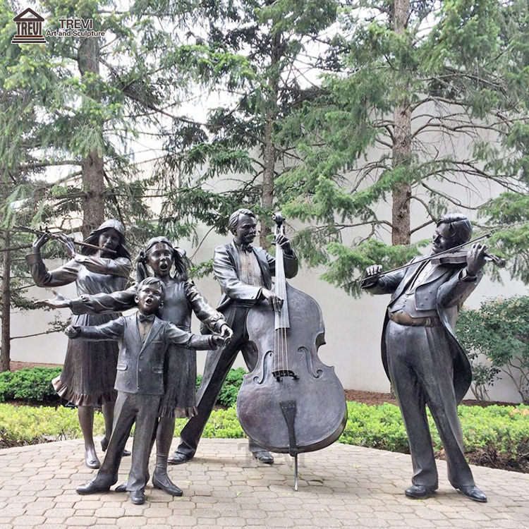 Outdoor Life Size Music Family Musician Group Figure Bronze Statue Sculptures