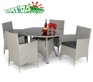 Outdoor Rattan Furniture, 5PCS White Garden Wicker Dining Set - 134da