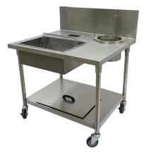 KFC Stainless Steel Chicken Breading Prep Table: Fast Food Restaurant Equipment