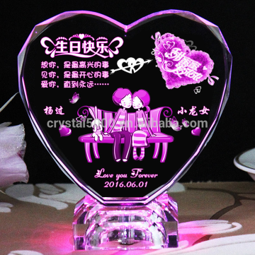3d carved crystal souvenir heart shape love words wedding gift