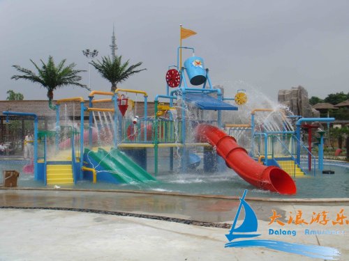 Outdoor 7m Water Playground Equipment Aquatic Play Structures Slide For Toddles