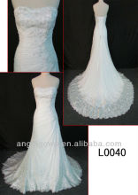 2014 strapless appliqued mermaid wedding gown L0040