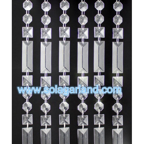 Cortinas de guirnalda de cuentas de diamantes cuadradas de cristal acrílico para puerta elegante cadena de cuentas de Haning