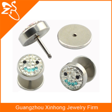 stainless steel korean earrings,gemstone earrings,fake ear plug piercing jewelry