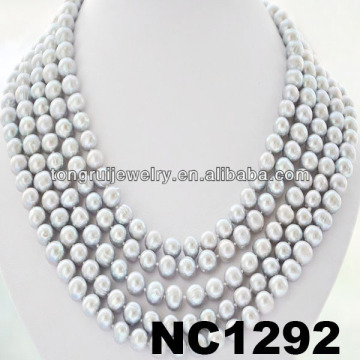 chinese grey cultured pearls necklace