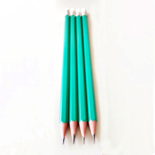 Wholesale Non-Toxic Lapiz Green Coating Wood-Free Hexagonal HB Pencils with Eraser