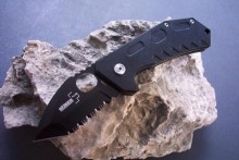 black finish blade pocket knife w,aluminum handlae