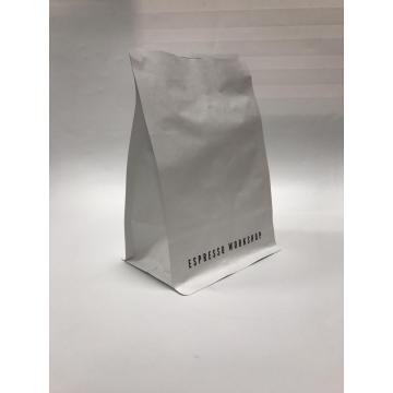 Bolsa de café de papel Kraft blanco