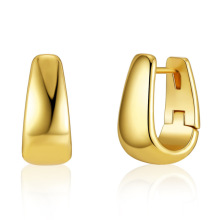 Trendy Fashion Simple Geometry Design 18K Gold Plated Brass Huggie Hoops Earrings