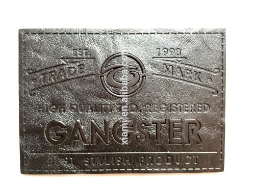 high level embossed words leather label with metal