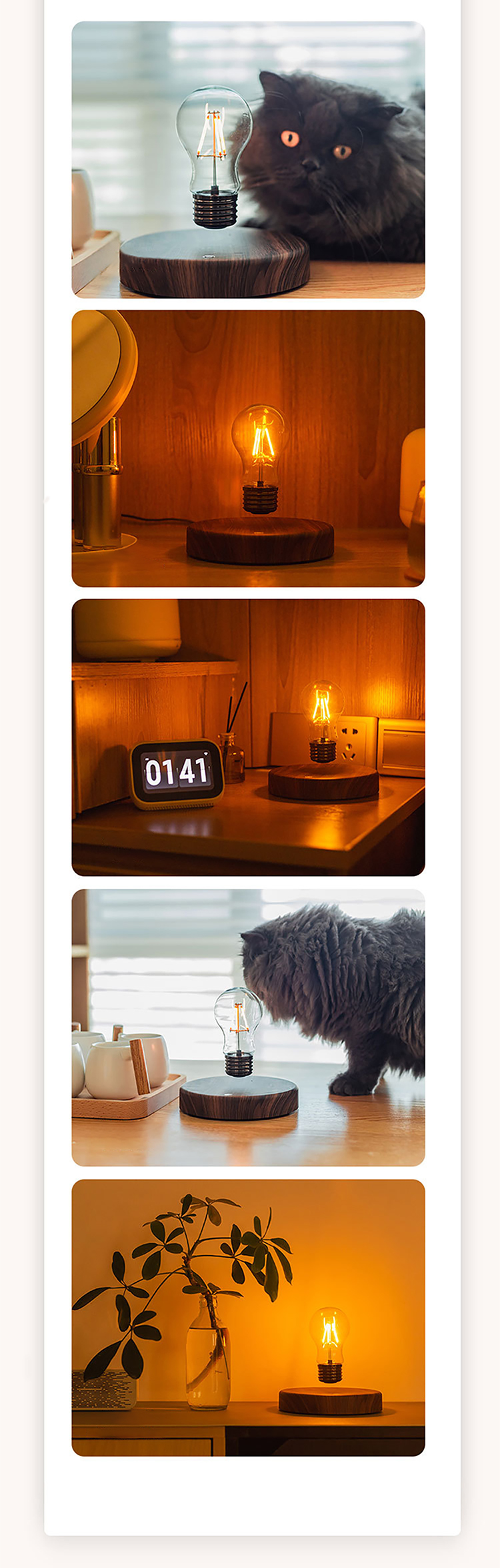 New product Bottom base magnetic rotating and levitating floating lighting bulb for table desk lamp