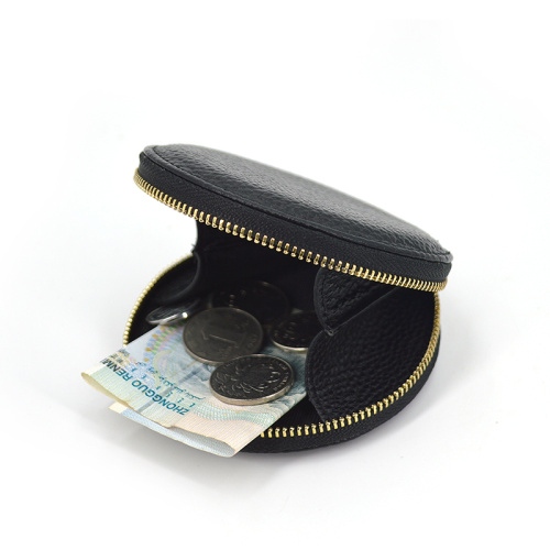 Leather Zipper Money Bag Coin Purse for Girls