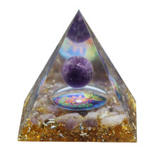 Amethyst 60MM Orgonite Pyramid Healing Chakra Wealth Wisdom Meditation