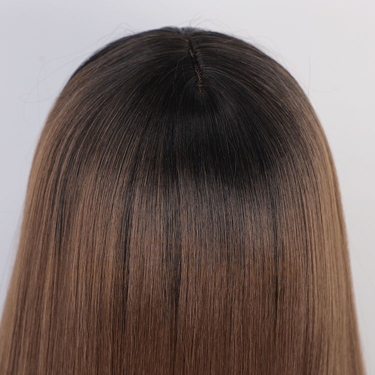 Aisi Hair Cheap Wholesale Vendor Long Straight Natural Wave Ombre Brown Wig With Bangs For Black Women Synthetic Hair Wigs