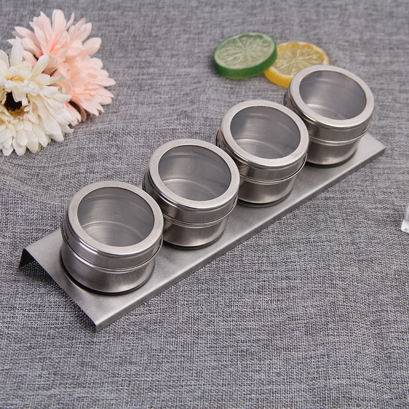 Kitchen Magnetic Spice Tins Spice Rack Set With Magnetic Jars, Magnetic Spice Tins For Stand and Wall Mount