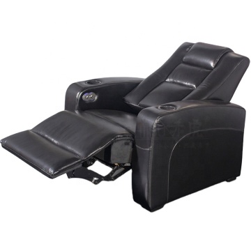 Black Leather Home Theater Chairs: Motorized Recliner for VIP Cinema Experience