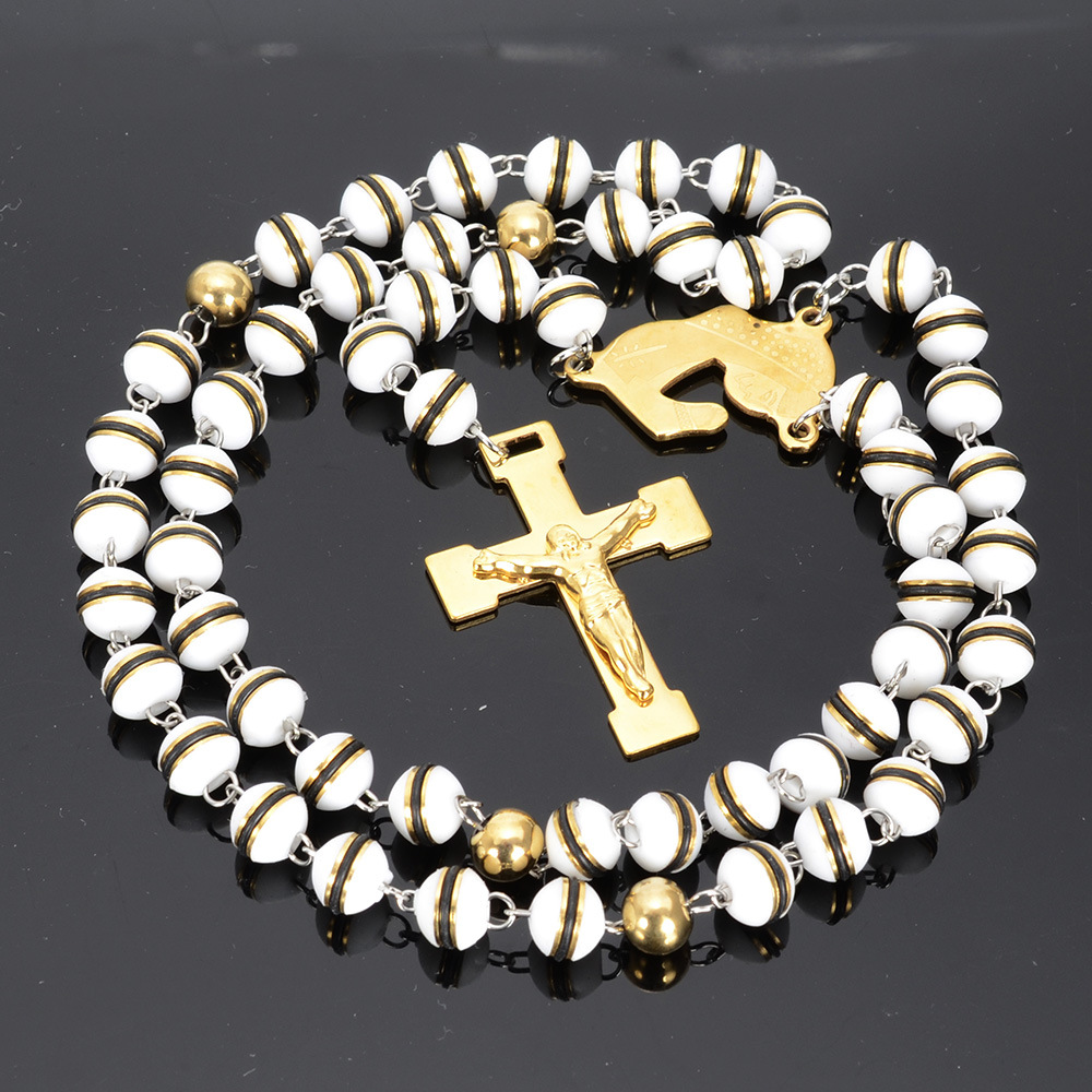 Cross Silicon Rosary Bead Chain Catholic Rosaries Necklace