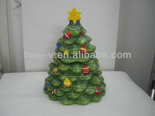 Ceramic Christmas Tree Shaped Cookie Jar, Gifts Jar