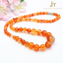 Wholesale Red Agate and Chalcedony Bead Necklace: Gradient Size Gemstone Jewelry