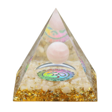 Rose Quartz 60MM Orgonite Pyramid Healing Chakra Wealth Wisdom Meditation
