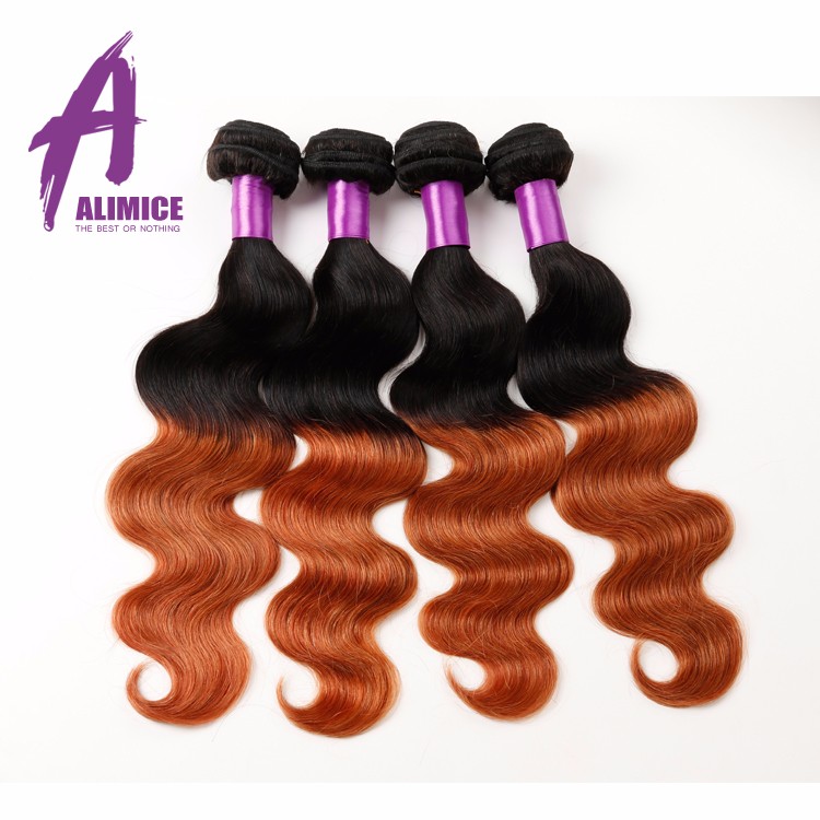 LSY Wholesale Cheap Brazilian body wave hair two tone ombre colored hair weave bundles