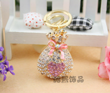 Creative crystal 3D purse key chain men and women rhinestone wallet bags accessories fashion key ring wholesale