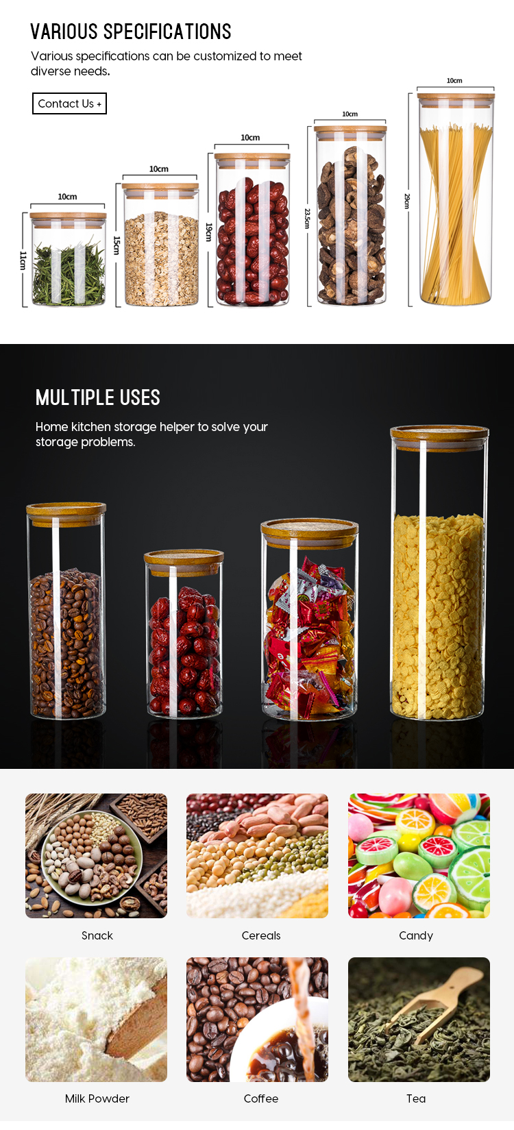 175ml Wholesale custom printed borosilicate glass bamboo lid spice jars