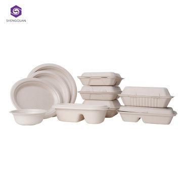 Food Grade 100% Compostable Biodegradable Bagasse Takeaway Food Container Lunch Box Take Away Food Containers