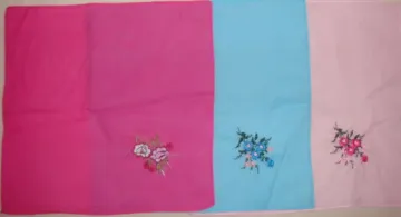 Cotton Ladies' Flower Embroidery Handkerchief