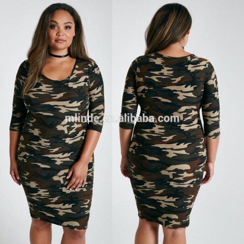 Plus Size Women Dress Soft Bodycon Camo Print Short Straight Dresses For Women Elegant