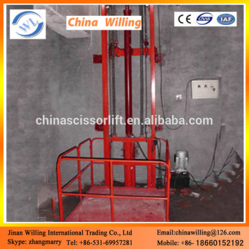 Single guide rail hydraulic freight elevator cargo lift