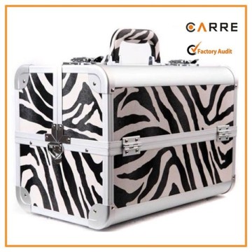 zebra pattern aluminum professional make up case