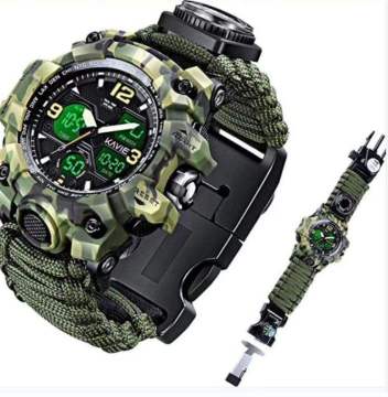 Outdoor Tactical Paracord Compass Watch