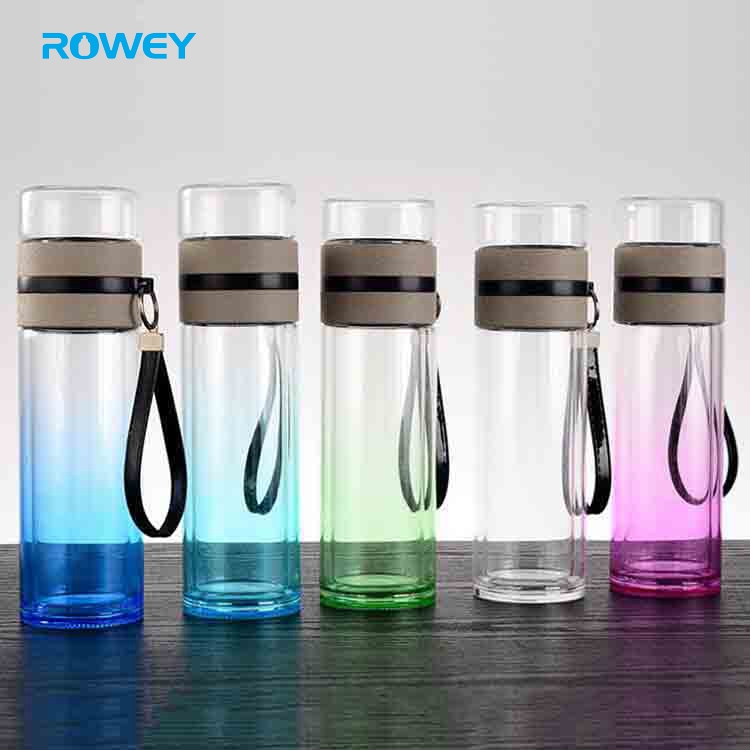 Custom logo double layer glass bottle color changing glass cup reusable glass coffee cup