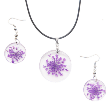 Fashion Pressed Flower Pendant Necklace: Real Dried Flower Resin Jewelry Sets