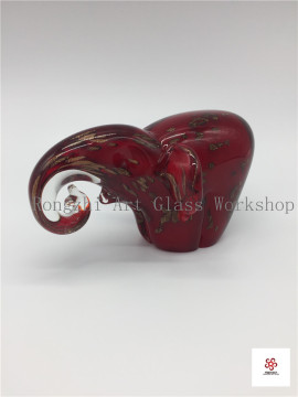 Red Elephant Glass Sculpture