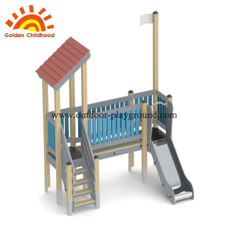 wooden playground slide